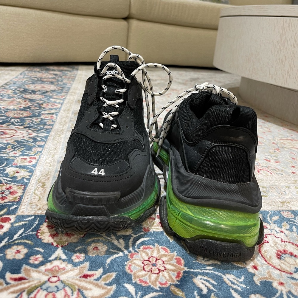 Mens Balenciaga Triple S Clear Sole Sneakers black neon size 10 - Picture 10 of 10